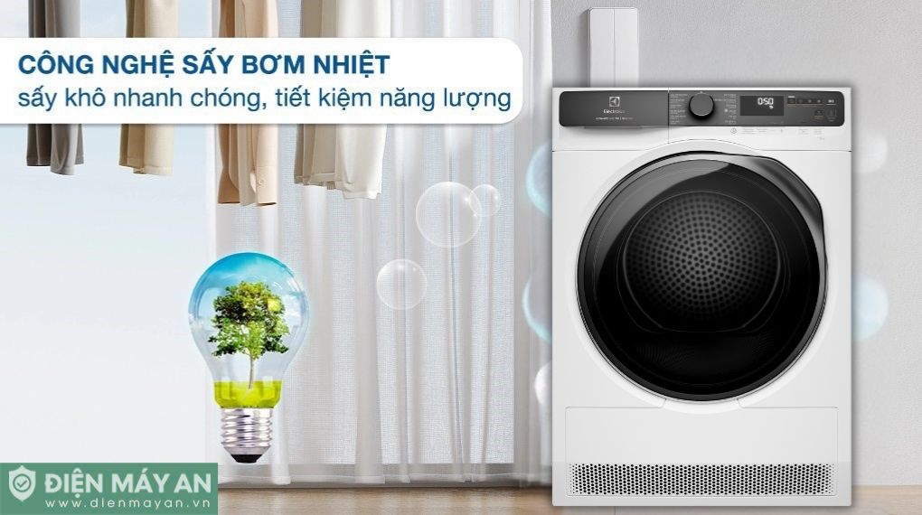 Máy Sấy Bơm Nhiệt Electrolux UltimateCare 9 Kg EDH903R7WC